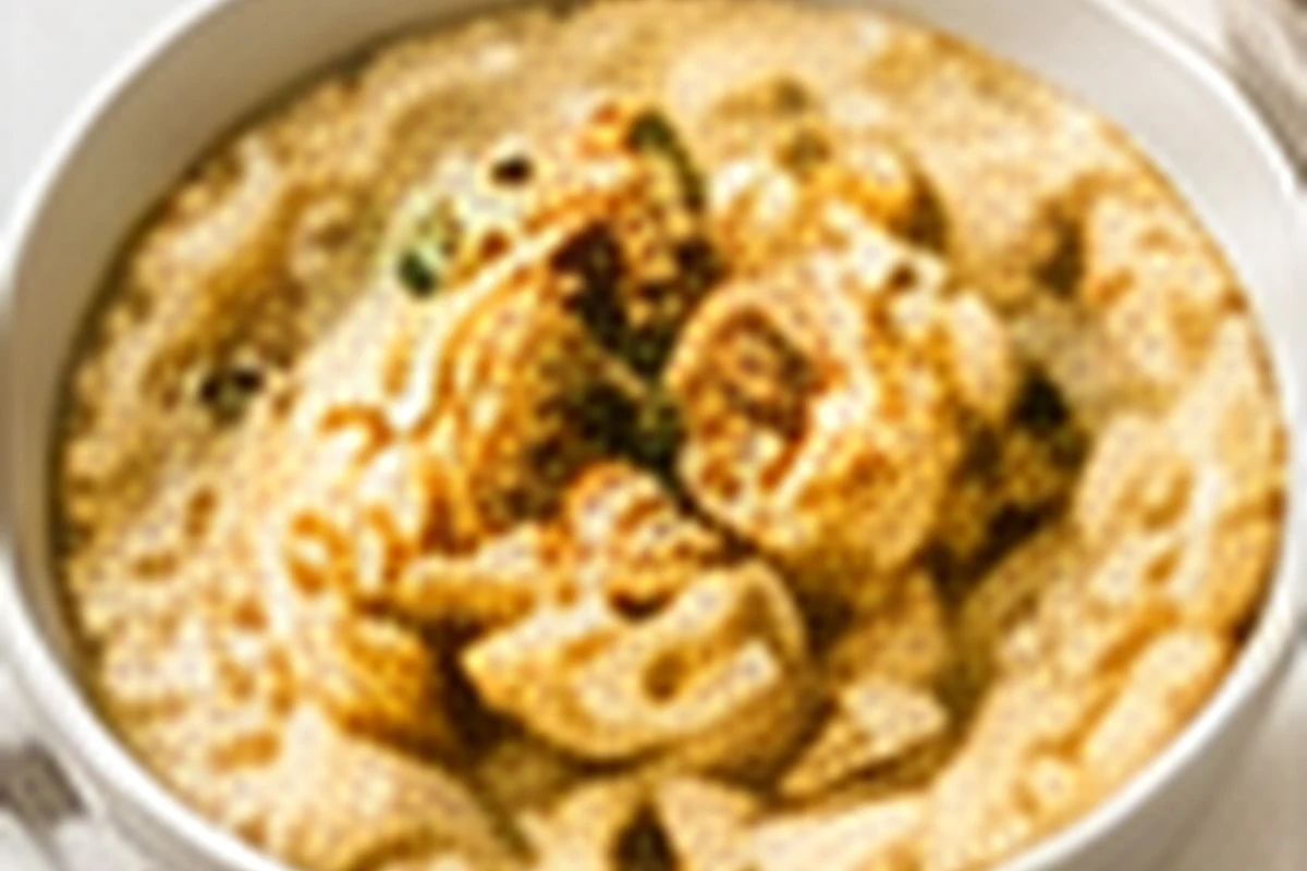 A bowl of creamy oat porridge topped with sliced banana and a small swirl of almond butter.