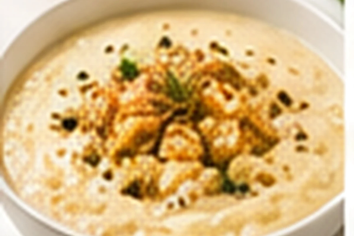 A bowl of creamy millet porridge topped with soft apple pieces and a dusting of cinnamon.