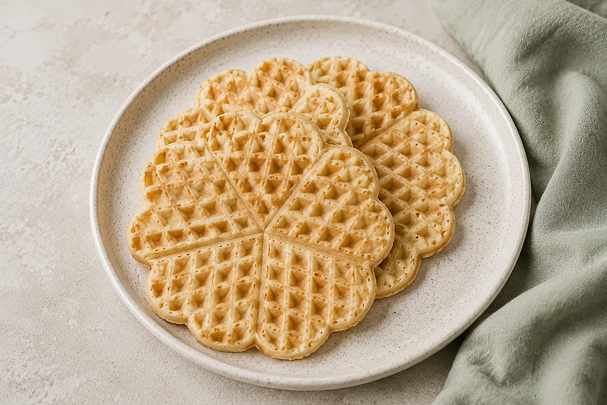 Pale golden oat waffles on a plate.